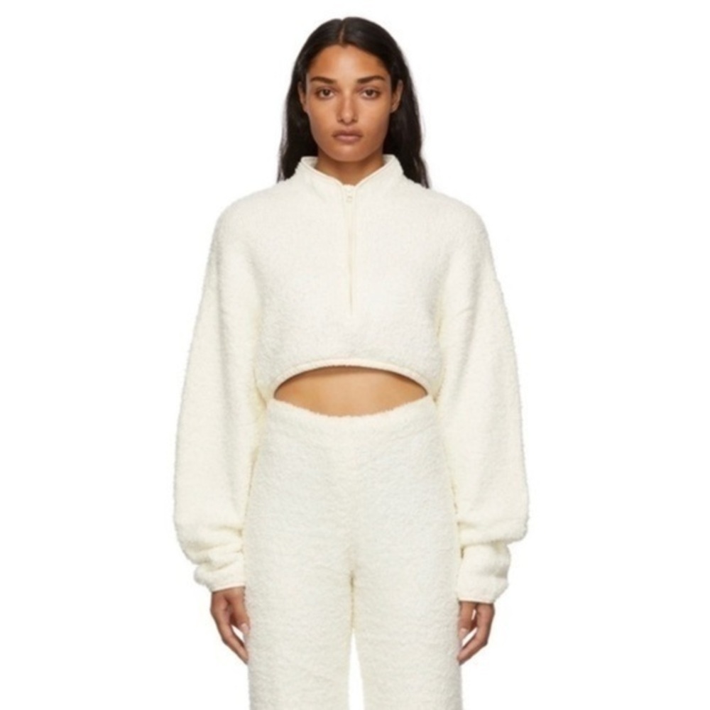 NWT SKIMS Teddy Off-White Cozy Knit Cropped Sweater Size 4X in Bone